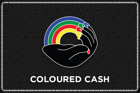 Image of gift card with Coloured Publishing logo and "COLOURED CASH" label